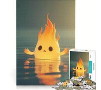Rompecabezas de 1000 Piezas para Adultos: Personaje de Llama ︰ Espíritu de Fuego en el Agua, Juego Imposible, interacción Entre Padres e Hijos, Lista de Deseos con Papá Noel 38x52cm