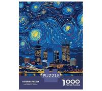 Rompecabezas De 1000 Piezas para Adultos Perth Australia Starry Night Cityscape Rompecabezas Juegos Divertidos Vacaciones En Casa Matar El Tiempo Cumpleaños Y Navidad 38x26cm/1000p