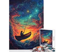Rompecabezas de 1000 Piezas para Adultos Pescando Estrellas Desde un Barco en un Cielo Colorido y de ensueño Decoración del hogar Juguetes Ideas de Regalos Juego Familiar Interesante Reducción