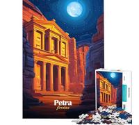 Rompecabezas de 1000 Piezas para Adultos Petra Jordania Vista Nocturna Ayuda a ejercitar el Cerebro Regalos para Mujeres Juguete Educativo para Mayores de 14 años Juego 38x52cm