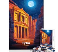 Rompecabezas de 1000 Piezas para Adultos Petra Jordania Vista Nocturna Juguete Educativo Regalo de cumpleaños Juegos de relajación colección de Artistas Bellas Artes tamaño 38x52cm