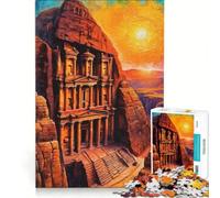 Rompecabezas de 1000 Piezas para Adultos Petra Treasury Sunset Juego Interactivo decoración de Pared Apto para decoración de Escritorio 38x26cm