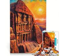 Rompecabezas de 1000 Piezas para Adultos Petra Treasury Sunset Juegos de relajación ensamblaje de Patrones Lista de Deseos con Papá Noel 50x75cm