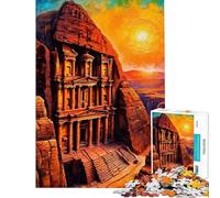 Rompecabezas de 1000 Piezas para Adultos Petra Treasury Sunset Juegos relajantes para Juegos educativos Desafío Juguete Regalos de Amigo Invisible Análisis y lógica (tamaño 38x52cm)