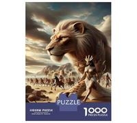 Rompecabezas De 1000 Piezas para Adultos Pharaoh's Lion Ancient Egypt Art Print Rompecabezas para Adultos Juego Práctico Pero Divertido Y Humorístico Interacción Entre Padres E Hijos 52x38cm/1000pcs