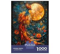 Rompecabezas De 1000 Piezas para Adultos Phoenix Stained Glass Art Rompecabezas para Adultos Juguete Decoración De Pared Decoración De Pared Regalos Y Cumpleaños Únicos 52x38cm/1000pcs