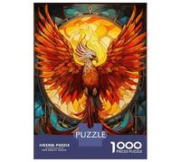 Rompecabezas De 1000 Piezas para Adultos Phoenix Stained Glass Rompecabezas Práctico Juego Decoración del Hogar Cumpleaños Y Navidad 38x26cm/1000pcs