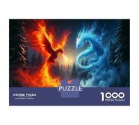 Rompecabezas De 1000 Piezas para Adultos Phoenix Vs. Dragon Epic Battle Rompecabezas para Adultos Juguetes Antiestrés Corte De Precisión Actividades Divertidas En Casa 70x50cm/1000pcs