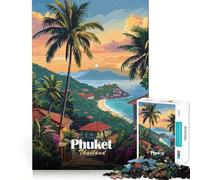 Rompecabezas de 1000 Piezas para Adultos,Phuket,Tailandia,Puesta de Sol,Bordes Afilados,Juego de Habilidad Mental,Divertido y Tranquilo, (38x26cm)