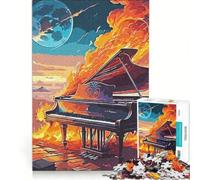 Rompecabezas de 1000 Piezas para Adultos Piano de Jazz, Fuego, Juegos relajantes, Montaje de Patrones, Lista de Deseos con Papá Noel 38x26cm
