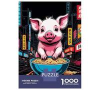 Rompecabezas De 1000 Piezas para Adultos Piggy Ramen Night Rompecabezas para Adultos Juego De Ingenio Desafío Difícil Desafiante De Completar 52x38cm/1000pcs