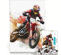 Rompecabezas de 1000 Piezas para Adultos Piloto de Motocross en acción Juego práctico Carrera de Velocidad Manual con Piezas de Formas aleatorias Que encajan Perfectamente 38x26cm