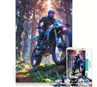 Rompecabezas de 1000 Piezas para Adultos Piloto de Motocross en el Bosque Juego práctico Carrera de Velocidad Manual con Piezas de Formas aleatorias Que encajan Perfectamente 50x75cm