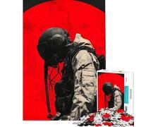 Rompecabezas de 1000 Piezas para Adultos Piloto Militar con Fondo Rojo Juego desafiante Juguetes educativos Carrera de Velocidad Manual Regalo Ideal para cumpleaños (tamaño 38x52cm)