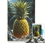 Rompecabezas de 1000 Piezas para Adultos Piña en Cristal Juegos relajantes Montaje de Patrones Lista de Deseos con Papá Noel 38x26cm