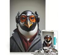 Rompecabezas de 1000 Piezas para Adultos: Pingüino Detective, Juego de ingenio, entretenido para Reducir el estrés, Cada Pieza es única 38x52cm