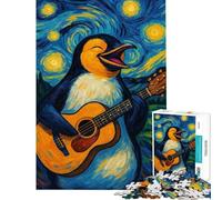 Rompecabezas de 1000 Piezas para Adultos Pingüino Guitarrista en La Noche Estrellada Rompecabezas para Adultos Juegos relajantes para divertirse en Familia Ideal para cumpleaños y Navidad (38x52cm)