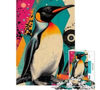 Rompecabezas de 1000 Piezas para Adultos Pingüino Rey Estilo Pop Art Juegos relajantes decoración interacción Entre Padres e Hijos (tamaño 50x75cm)