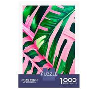 Rompecabezas De 1000 Piezas para Adultos Pink and Green Floral Art Rompecabezas para Adultos Juguetes Antiestrés Análisis Y Lógica Desafiante De Completar 38x26cm/1000pcs