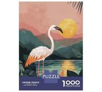Rompecabezas De 1000 Piezas para Adultos Pink Flamingo Sunset Rompecabezas para Adultos Juego De Ingenio Una Obra De Arte Interacción Entre Padres E Hijos 70x50cm/1000pcs