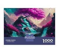 Rompecabezas De 1000 Piezas para Adultos Pink Magical Tree Waterfal Rompecabezas para Adultos Juegos Relajantes para La Diversión Familiar Interacción Entre Padres E Hijos 38x26cm/1000pcs
