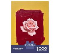 Rompecabezas De 1000 Piezas para Adultos Pink Rose on Red and Yellow Rompecabezas Juego De Ingenio Ensamblaje De Patrones Regalos De Cumpleaños Y Únicos 52x38cm/1000pcs