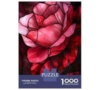 Rompecabezas De 1000 Piezas para Adultos Pink Roses Stained Glass Rompecabezas para Adultos Juego Familiar Vacaciones En Casa Matar El Tiempo Difícil Y Desafiante 70x50cm/1000pcs