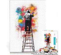 Rompecabezas de 1000 Piezas para Adultos Pintor de grafitis, Juego Imposible, Actividades Divertidas para Hacer en casa, Ideal para Decorar el Escritorio 50x75cm