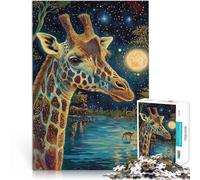 Rompecabezas de 1000 Piezas para Adultos “Pintura a Color de Jirafa” Madera，Apto para Personas Mayores de 14 años. Juego práctico Juego Educativo para cumpleaños y Navidad.。tamaño：50x75cm