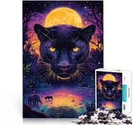 Rompecabezas de 1000 Piezas para Adultos “Pintura a Color de la Pantera Negra” Madera，para Mayores de 14 años Juguetes educativos para Aprender Regalo - Juego desafiante。tamaño：50x75cm