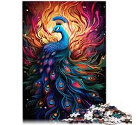 Rompecabezas de 1000 piezas para adultos, pintura a color, pavo real, decoración del hogar, rompecabezas de 10.3 x 14.9 pulgadas con piezas totalmente entrelazadas de forma aleatoria