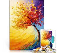 Rompecabezas de 1000 Piezas para Adultos Pintura Abstracta de árbol Juegos Divertidos para la Familia Lista de Deseos con Papá Noel 50x70cm