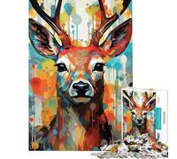 Rompecabezas de 1000 Piezas para Adultos Pintura Abstracta de Ciervos Actividades Divertidas para Hacer en casa Regalos para Mujeres Juegos Familiares Apto para Mayores de 14 años 50x75cm