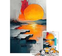 Rompecabezas de 1000 Piezas para Adultos Pintura Abstracta de Paisaje Marino al Atardecer Diversión para Disfrutar en casa Mejora la Memoria Juego Educativo Apto para Mayores de 14 años (38x52cm)