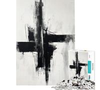 Rompecabezas de 1000 Piezas para Adultos Pintura Abstracta en Blanco y Negro Actividades Divertidas para Hacer en casa Juego difícil/Imposible Apto para Mayores de 14 años 50x75cm