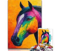 Rompecabezas de 1000 Piezas para Adultos, Pintura al óleo de Caballo, 1000 Piezas para Adultos, Entrena tu Cerebro y Tus Manos, Regalo de cumpleaños, Regalos de 50x75cm