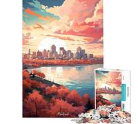 Rompecabezas de 1000 Piezas para Adultos Pintura al óleo de Montreal Juguete Intelectual Juego Familiar Ideal para Parejas excelente Regalo para los Amantes de los Juegos (tamaño 38x52cm)