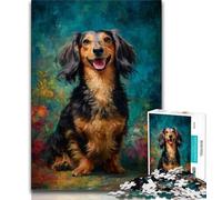 Rompecabezas de 1000 Piezas para Adultos, Pintura al óleo de Perro Salchicha, para Adolescentes, Juegos educativos, decoración del hogar, Regalo de cumpleaños, Arte Mural (tamaño 38x26cm)