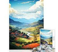 Rompecabezas de 1000 Piezas para Adultos Pintura al óleo de Sa Pa decoración del hogar Juguetes Regalos para Mujeres y Hombres Juego Imposible con póster a Juego y Hoja de Trivia tamaño 38x52cm