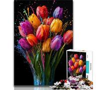Rompecabezas de 1000 Piezas para Adultos Pintura al óleo de tulipán Arte de Pared Moderno decoración del hogar (50x75cm)
