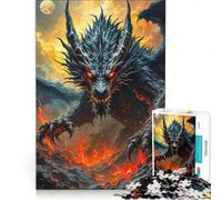 Rompecabezas de 1000 Piezas para Adultos: Pintura al óleo de un dragón ardiente, Juegos educativos, Entrena tu Cerebro y Tus Manos, colección de Artistas, Bellas Artes 50x75cm