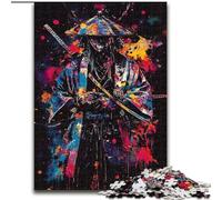 Rompecabezas de 1000 Piezas para Adultos, Pintura al óleo de un samurái Ninja, Juego Decorativo DIY Que desafía el Cerebro, Juguete Interactivo Familiar tamaño 26x38cm