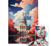 Rompecabezas de 1000 Piezas para Adultos Pintura al óleo de Washington Juego Familiar Juguetes adictivos para Cultivar la Paciencia Regalos para Mujeres y Hombres Mejora la Memoria (tamaño 75x50cm)
