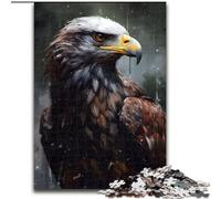 Rompecabezas de 1000 Piezas para Adultos,Pintura al óleo,Retrato de águila,Hecho de Madera,decoración artística Hacer tú Mismo o Regalo de cumpleaños,50x75cm para cumpleaños,Vacaciones