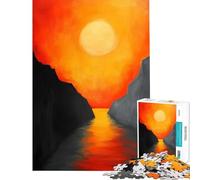Rompecabezas de 1000 Piezas para Adultos Pintura Atardecer Entre acantilados Un Reto para completar Ideal para Pasar el Tiempo en casa Juego práctico para Mayores de 14 años (38x26cm)