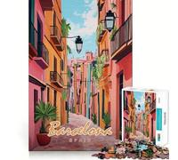 Rompecabezas de 1000 Piezas para Adultos,Pintura callejera de Barcelona,Bordes Lisos,Juguete de construcción,Juego Relajante,Escena navideña (38x26cm)