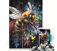 Rompecabezas de 1000 Piezas para Adultos: Pintura de Abejas, Juego de ingenio, ensamblaje de Patrones, Mejora del Amor Entre Parejas 38x26cm