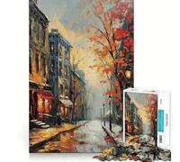 Rompecabezas de 1000 Piezas para Adultos,Pintura de Calle de Ciudad otoñal,Corte preciso,decoración,Juego Divertido para concentrarse,Tiempo Libre,Regalo de cumpleaños para Aficionados (38x52cm)