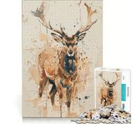 Rompecabezas de 1000 Piezas para Adultos: Pintura de Ciervos y Animales Salvajes, Juego Imposible, interacción Entre Padres e Hijos, Lista de Deseos con Papá Noel 38x26cm