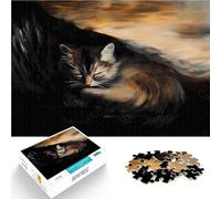 Rompecabezas de 1000 Piezas para Adultos Pintura de Gatito durmiendo Juego Intelectual Cada Pieza es única: un desafiante y Divertido Juego Familiar 38x26cm